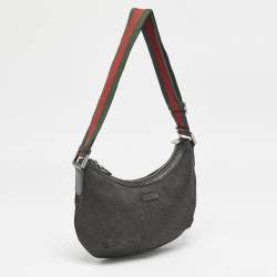 Pre Owned Gucci Black GG Canvas Web Crossbody Bag