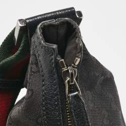 Pre Owned Gucci Black GG Canvas Web Crossbody Bag