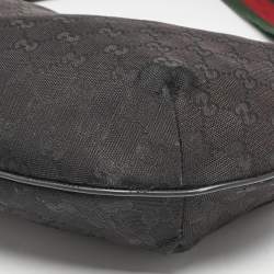 Pre Owned Gucci Black GG Canvas Web Crossbody Bag
