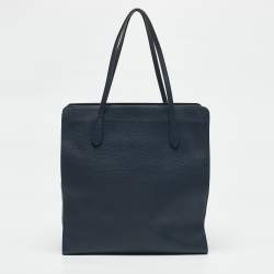 Pre Owned Gucci Navy Blue Leather Interlocking G Dollar Tote