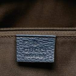 Pre Owned Gucci Navy Blue Leather Interlocking G Dollar Tote