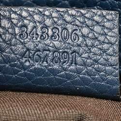 Pre Owned Gucci Navy Blue Leather Interlocking G Dollar Tote