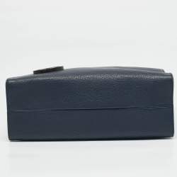 Pre Owned Gucci Navy Blue Leather Interlocking G Dollar Tote