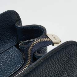 Pre Owned Gucci Navy Blue Leather Interlocking G Dollar Tote