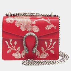 Gucci Hibiscus Red Calfskin Chinese New Year Mini Dionysus Shoulder Bag 