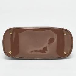 Pre Owned Gucci Beige Patent Leather Medium Bright Bit Tote