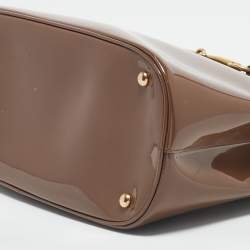 Pre Owned Gucci Beige Patent Leather Medium Bright Bit Tote