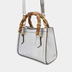  Gucci Silver Leather Mini Bamboo Diana Shoulder Bag