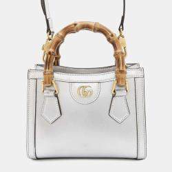  Gucci Silver Leather Mini Bamboo Diana Shoulder Bag