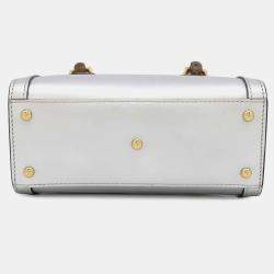  Gucci Silver Leather Mini Bamboo Diana Shoulder Bag
