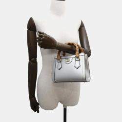  Gucci Silver Leather Mini Bamboo Diana Shoulder Bag