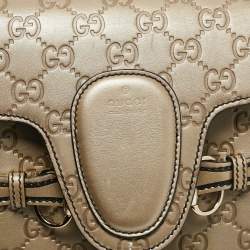 Pre Owned Gucci Beige Metallic Guccissima Leather Large Emily Chain Shoulder Bag