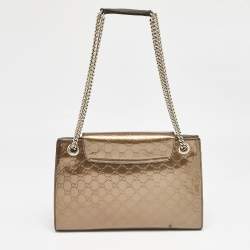 Gucci Brown Guccissima Patent Leather Large Emily Chain Shoulder Bag