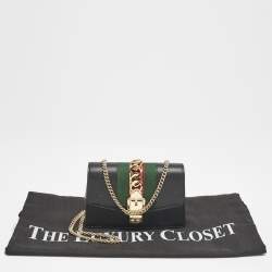 Gucci Black Leather Super Mini Sylvie Chain Shoulder Bag