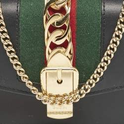 Gucci Black Leather Super Mini Sylvie Chain Shoulder Bag