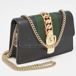 Gucci Black Leather Super Mini Sylvie Chain Shoulder Bag