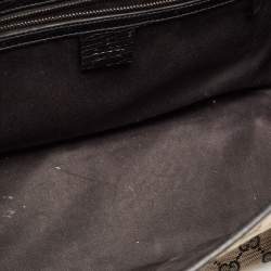 Pre Owned Gucci Black GG Canvas and Leather Bamboo Bullet Satchel