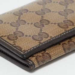 Gucci Beige/Brown Crystal GG Canvas and Leather Continental Wallet