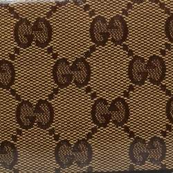Gucci Beige/Brown Crystal GG Canvas and Leather Continental Wallet
