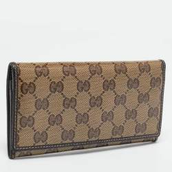Gucci Beige/Brown Crystal GG Canvas and Leather Continental Wallet