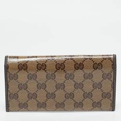 Gucci Beige/Brown Crystal GG Canvas and Leather Continental Wallet