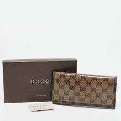 Gucci Beige/Brown Crystal GG Canvas and Leather Continental Wallet