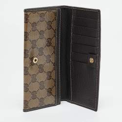 Gucci Beige/Brown Crystal GG Canvas and Leather Continental Wallet