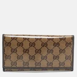 Gucci Beige/Brown Crystal GG Canvas and Leather Continental Wallet