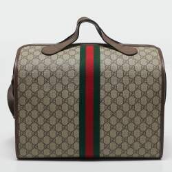 Gucci Brown/Beige GG Supreme Canvas Web Ophidia Duffel Bag