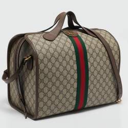 Gucci Brown/Beige GG Supreme Canvas Web Ophidia Duffel Bag