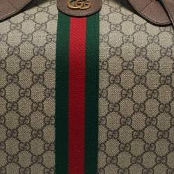 Gucci Brown/Beige GG Supreme Canvas Web Ophidia Duffel Bag