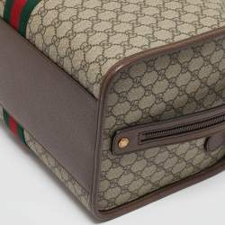 Gucci Brown/Beige GG Supreme Canvas Web Ophidia Duffel Bag