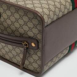 Gucci Brown/Beige GG Supreme Canvas Web Ophidia Duffel Bag