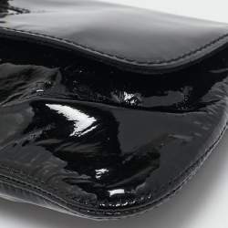 Pre Owned Gucci Black Patent Leather Bamboo Clutch