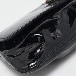 Pre Owned Gucci Black Patent Leather Bamboo Clutch