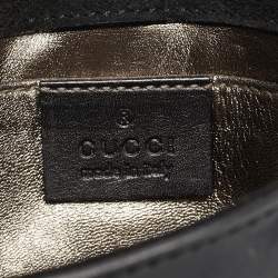 Pre Owned Gucci Black Patent Leather Bamboo Clutch