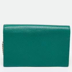 Gucci Green Leather Interlocking G Wallet on Chain