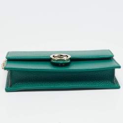 Gucci Green Leather Interlocking G Wallet on Chain