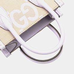 Gucci Beige/Purple Mini Jumbo GG Canvas Interlocking G Satchel Bag