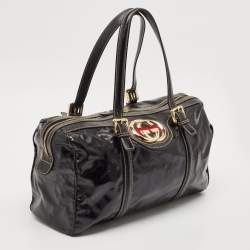 Pre Owned Gucci Black Coated Fabric and Leather Dialux Britt Boston Bag