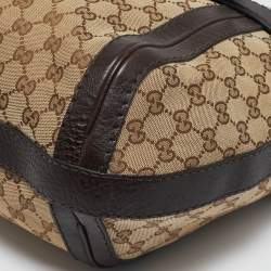 Gucci Beige/Brown GG Canvas and Leather Medium GG Running Hobo       