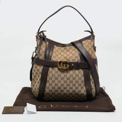 Gucci Beige/Brown GG Canvas and Leather Medium GG Running Hobo       