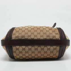Gucci Beige/Brown GG Canvas and Leather Medium GG Running Hobo       
