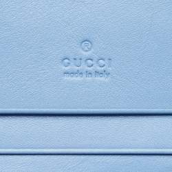 Gucci Blue Matelassé Leather GG Marmont Card Case