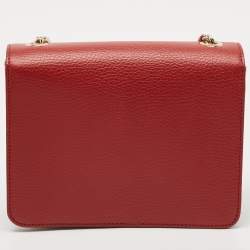 Pre Owned Gucci Red Leather Dollar Interlocking G Crossbody Bag