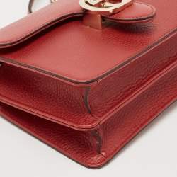 Pre Owned Gucci Red Leather Dollar Interlocking G Crossbody Bag