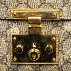 Gucci Beige GG Supreme Canvas Bee Padlock Small Crossbody Bag