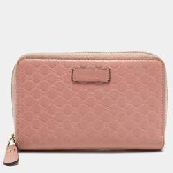 Gucci Dusty Pink Microguccissima Leather Zip Around Wallet