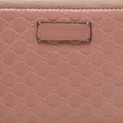 Gucci Dusty Pink Microguccissima Leather Zip Around Wallet