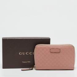 Gucci Dusty Pink Microguccissima Leather Zip Around Wallet